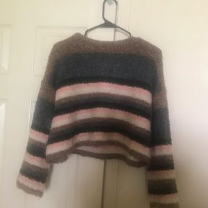 “Mustard Seed” cropped fuzzy sweater, Size S